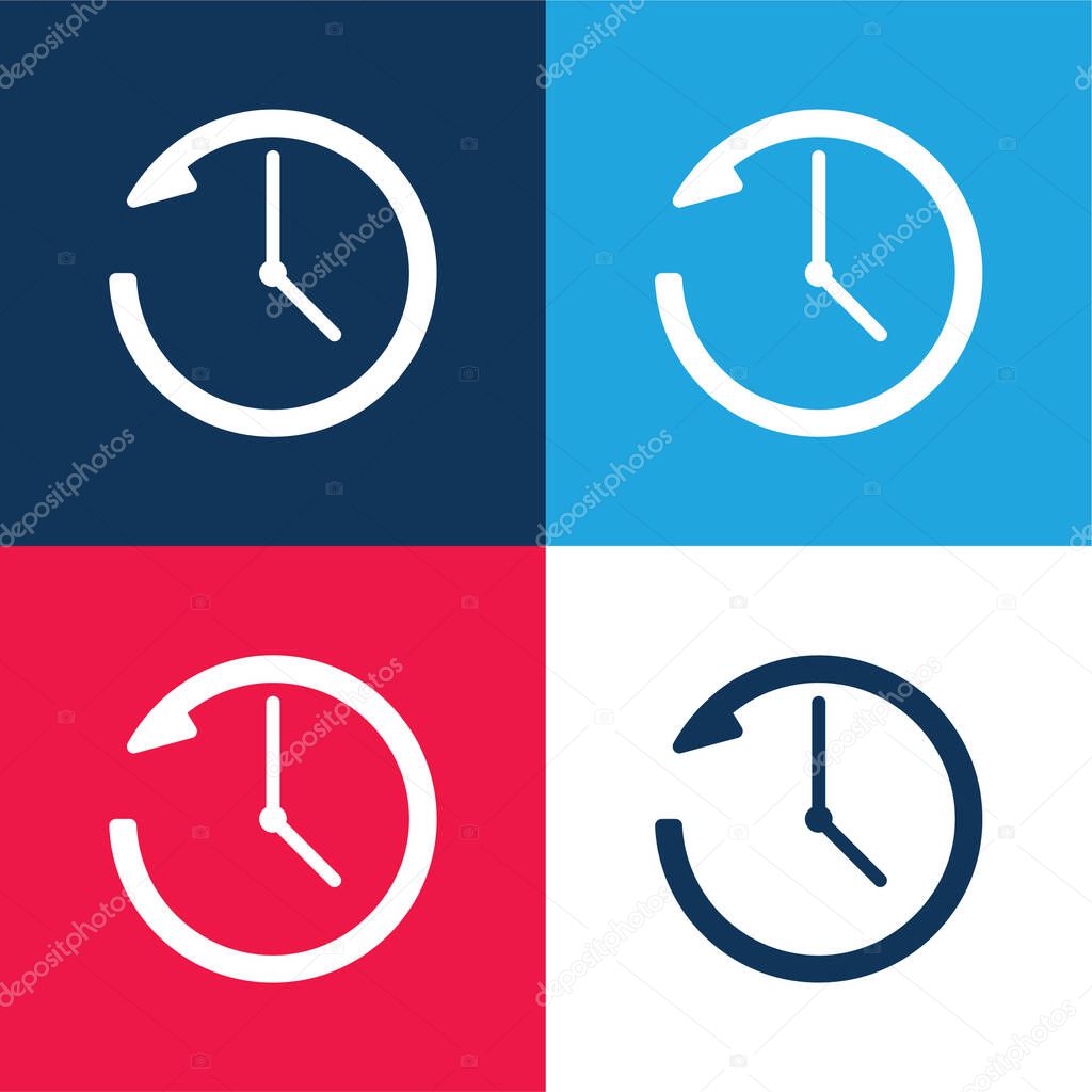 Anti Clockwise blue and red four color minimal icon set