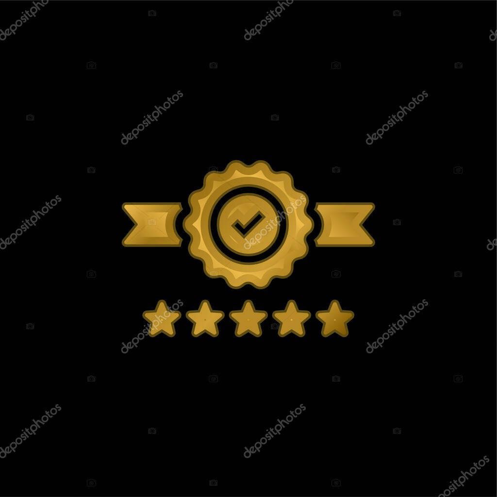 Badge gold plated metalic icon or logo vector
