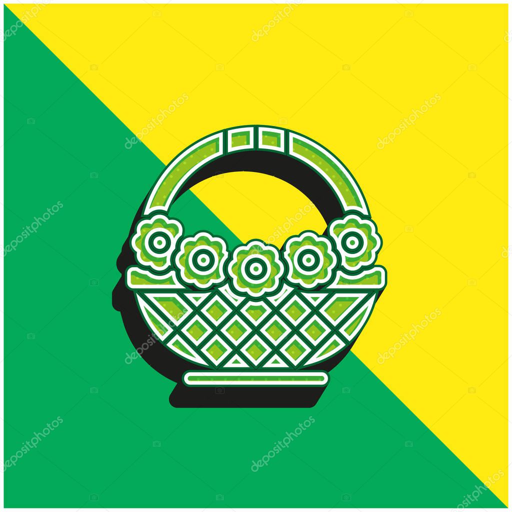 Basket Green and yellow modern 3d vector icon logo