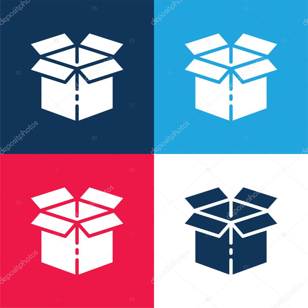 Box blue and red four color minimal icon set