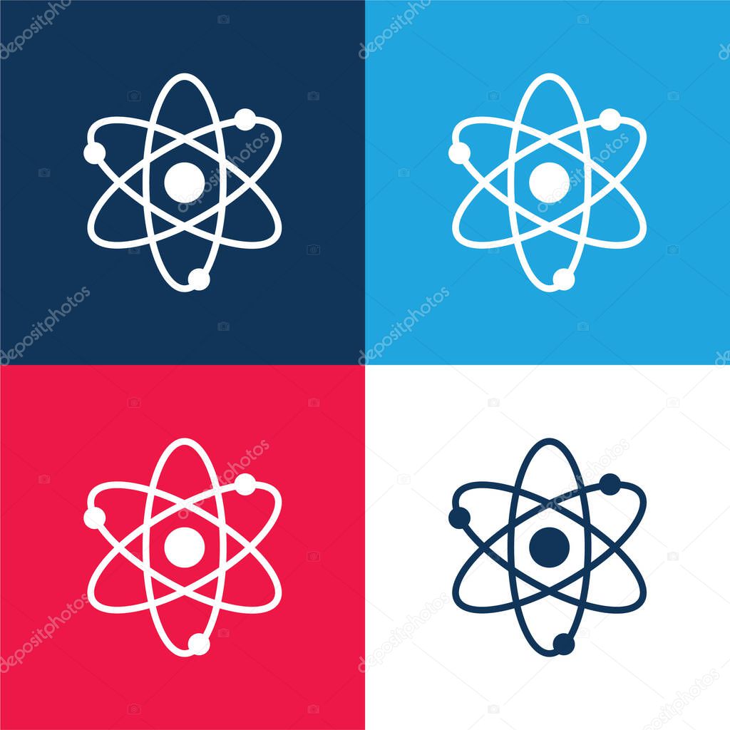 Atoms blue and red four color minimal icon set