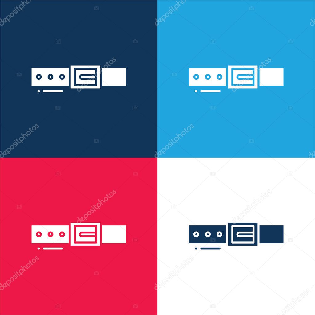 Belt blue and red four color minimal icon set