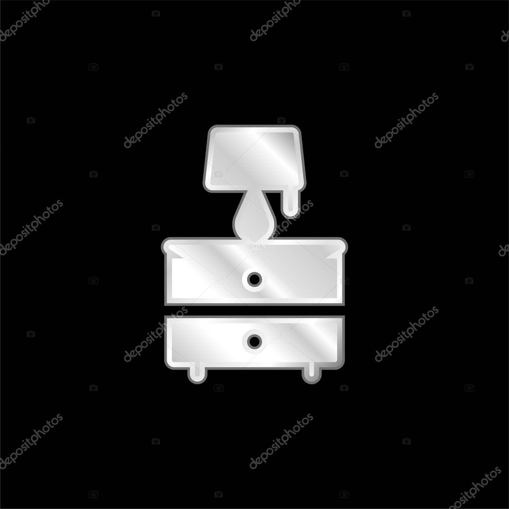 Bedside Table silver plated metallic icon