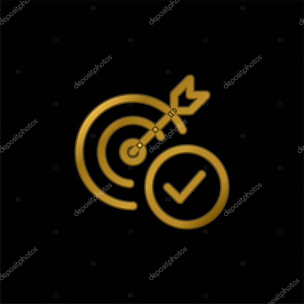 Aim gold plated metalic icon or logo vector