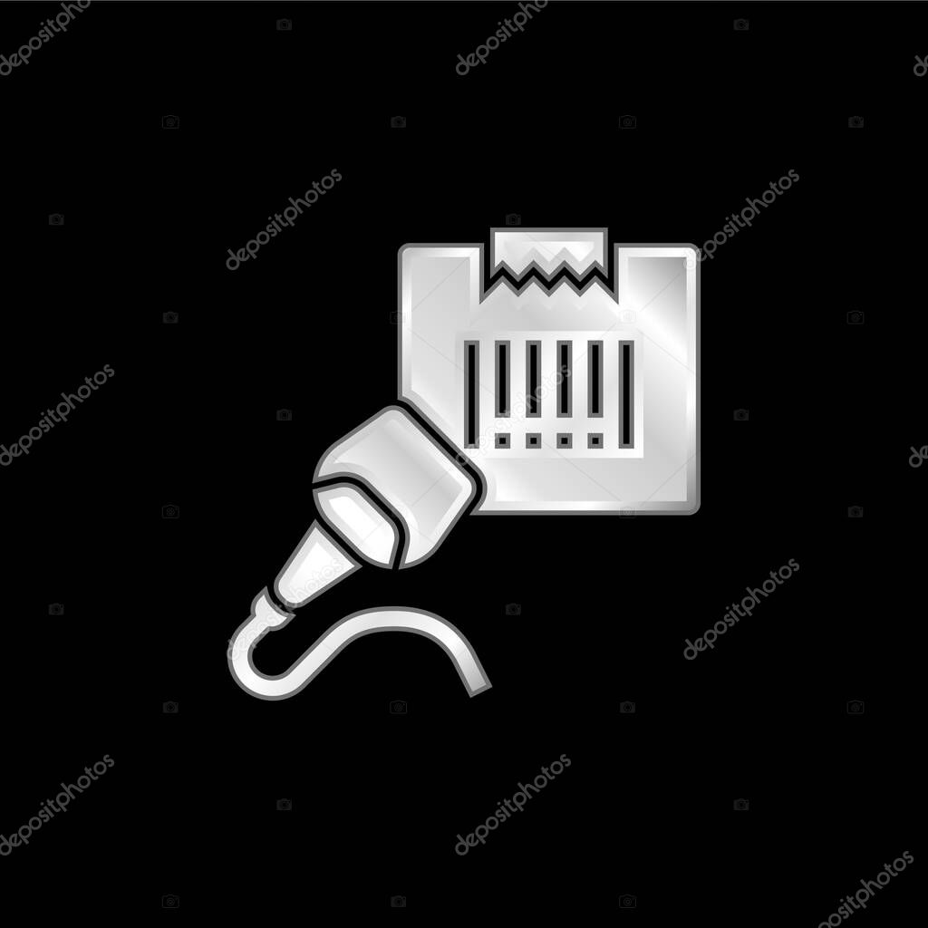 Barcode Scanner silver plated metallic icon