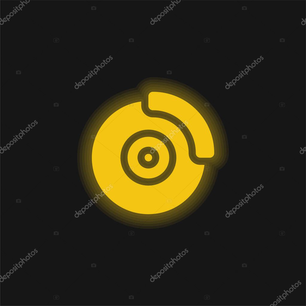 Brake Disc yellow glowing neon icon