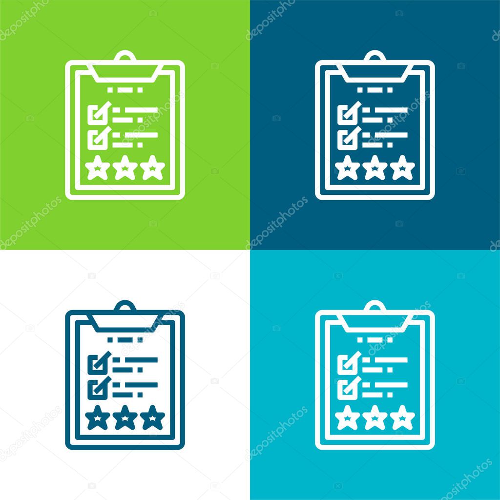 Assessment Flat four color minimal icon set