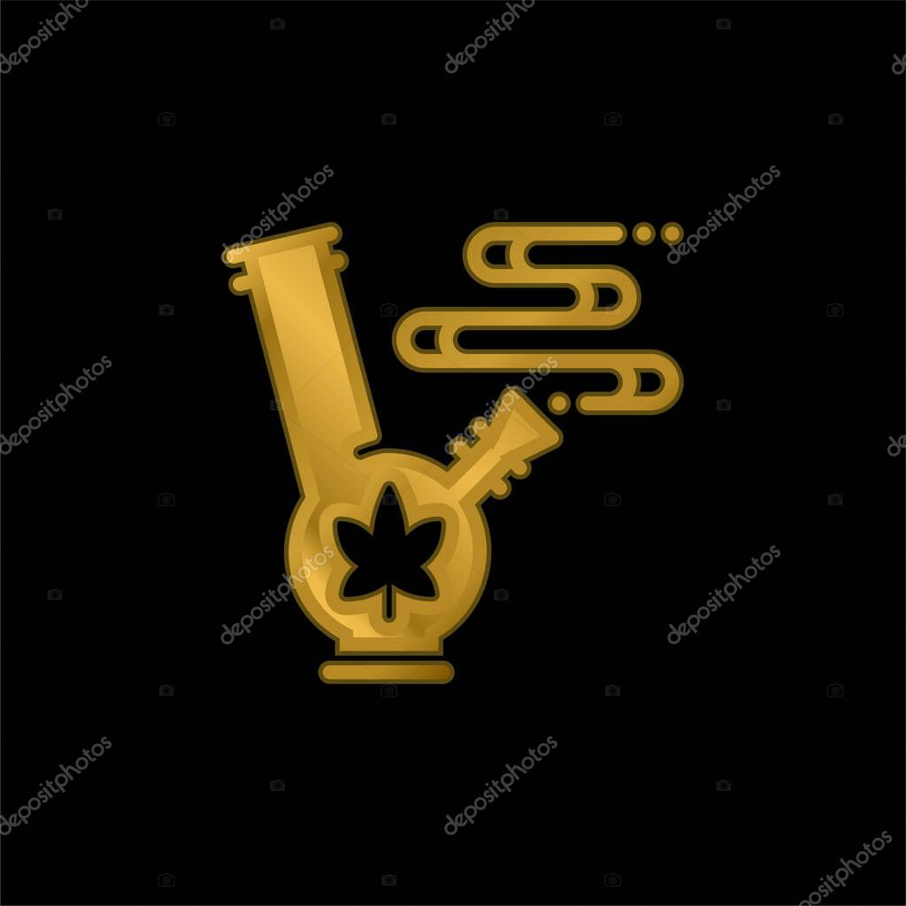 Bong gold plated metalic icon or logo vector