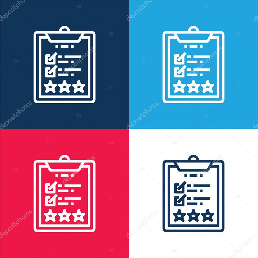 Assessment blue and red four color minimal icon set