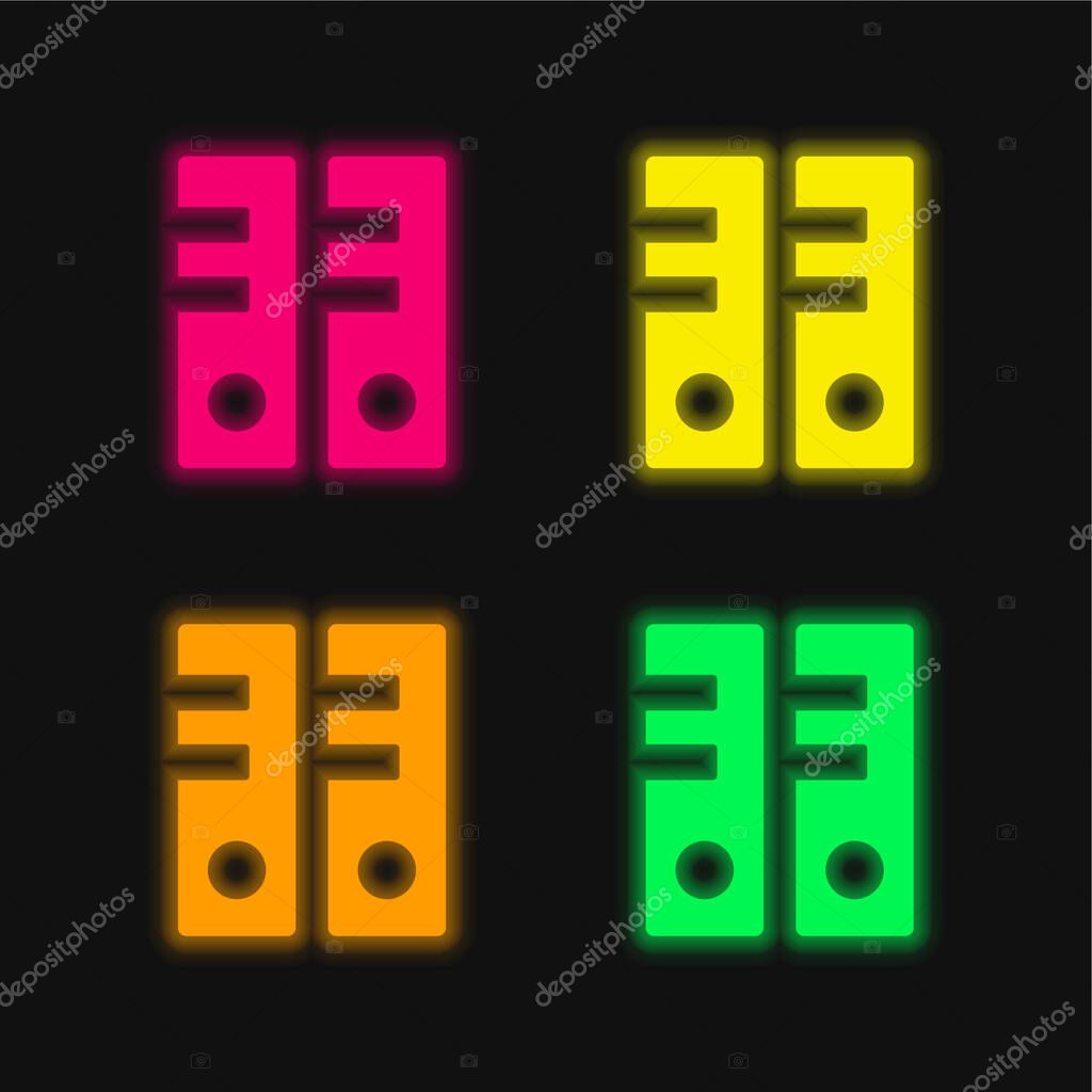 Archives four color glowing neon vector icon
