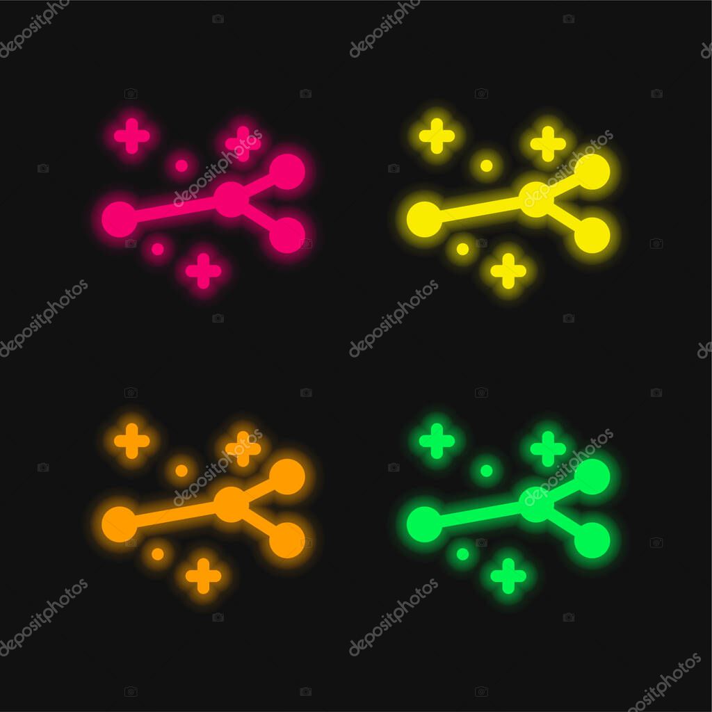 Arrow four color glowing neon vector icon