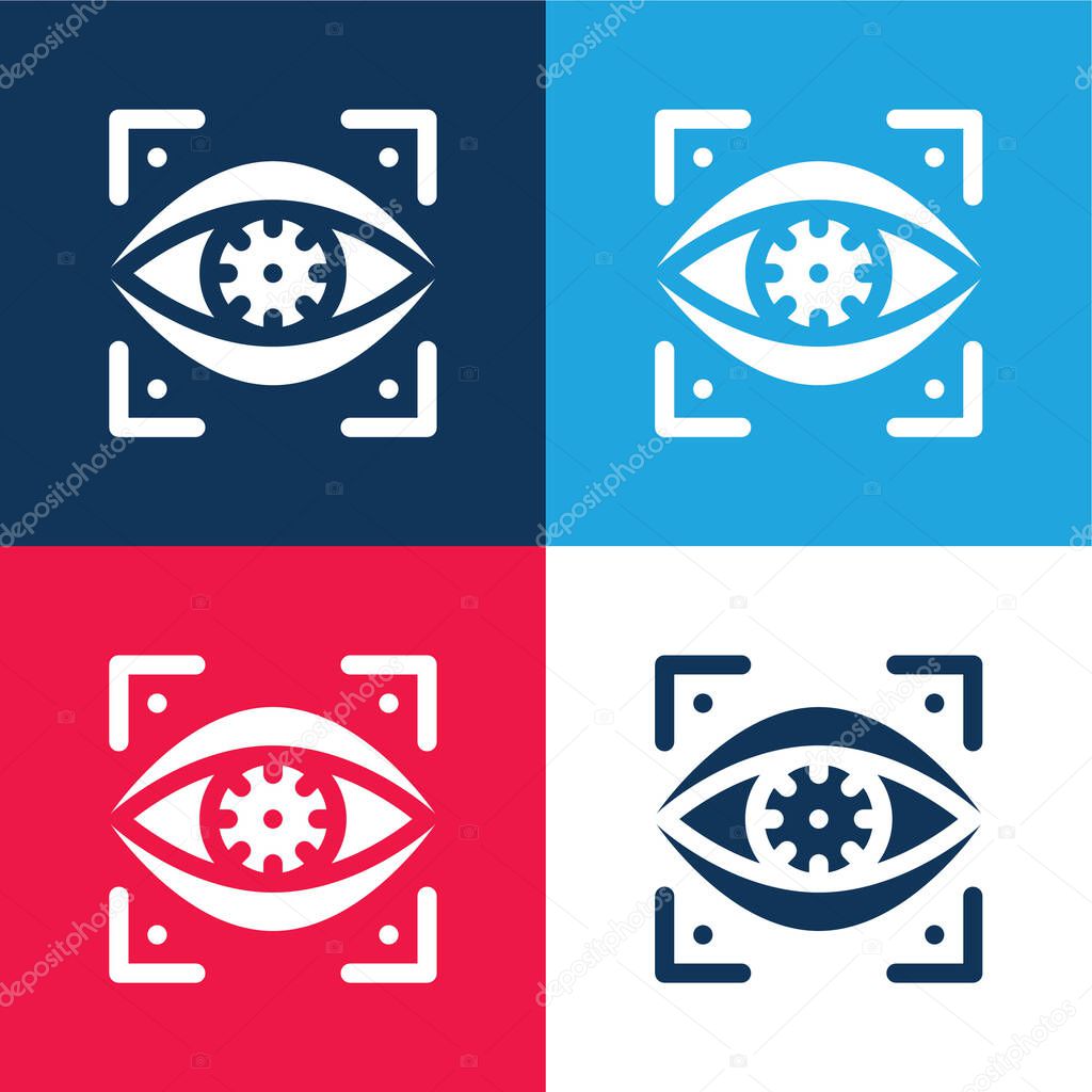 Bionic Eye blue and red four color minimal icon set