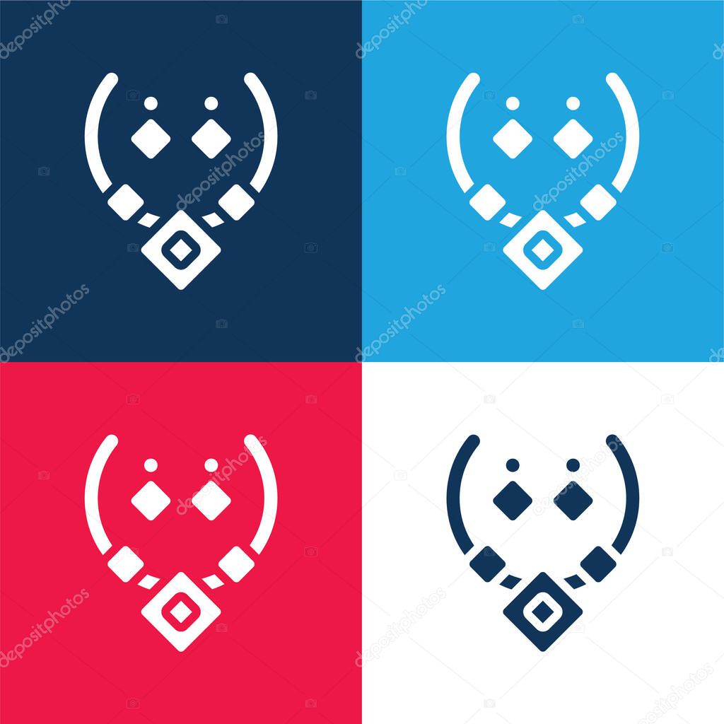 Aztec Necklace blue and red four color minimal icon set