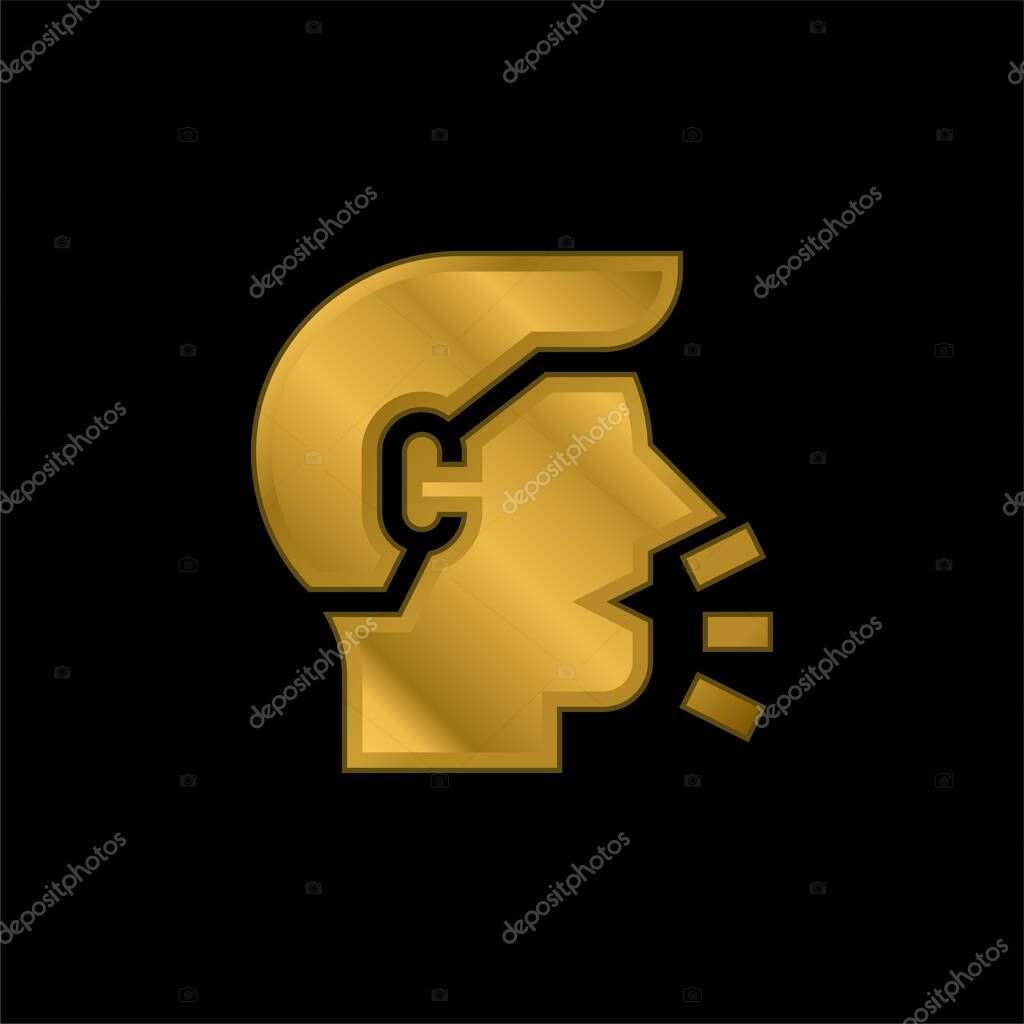Breathable gold plated metalic icon or logo vector