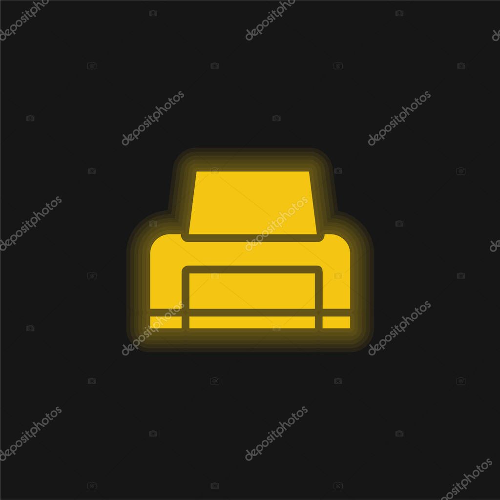 Black Printer yellow glowing neon icon
