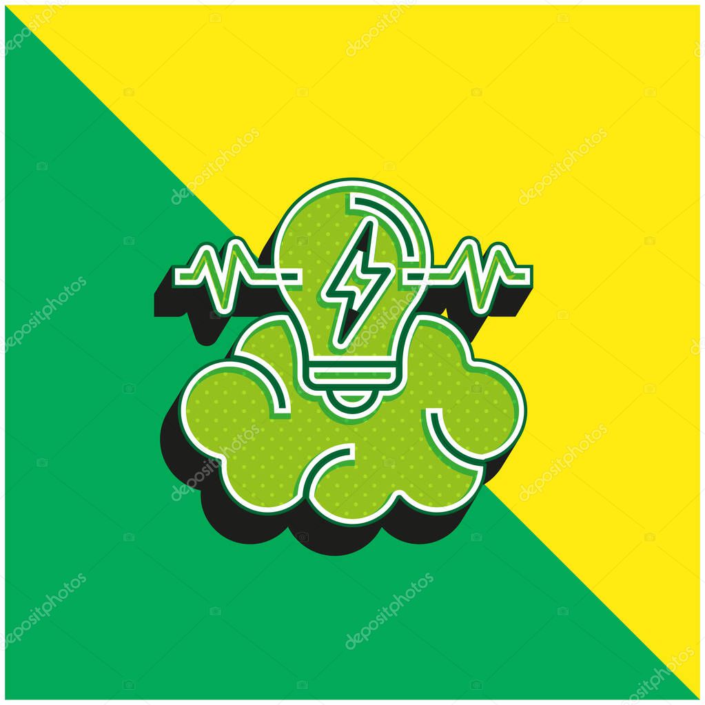 Brainstorm Green and yellow modern 3d vector icon logo