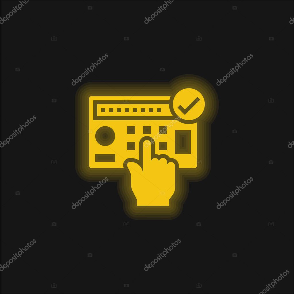 Alarm System yellow glowing neon icon