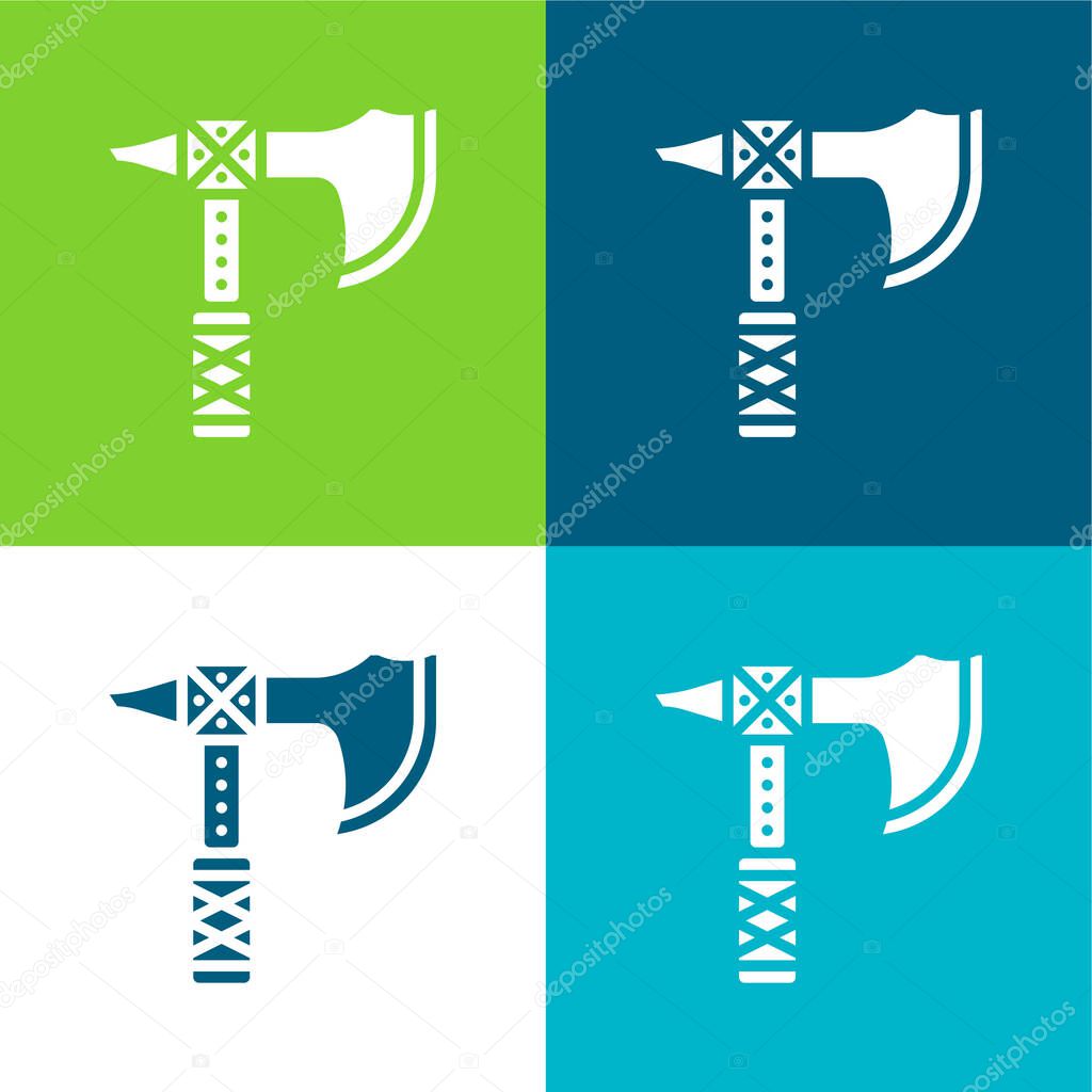 Axe Flat four color minimal icon set