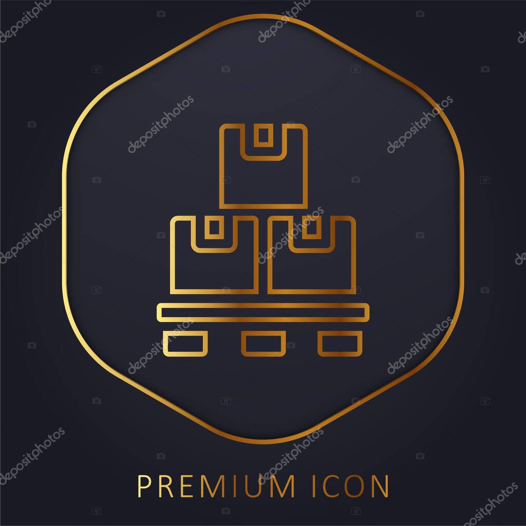 Box golden line premium logo or icon