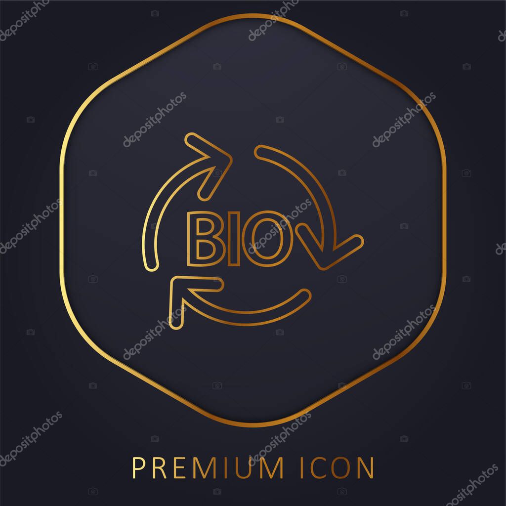 Bio Mass Renewable Energy golden line premium logo or icon
