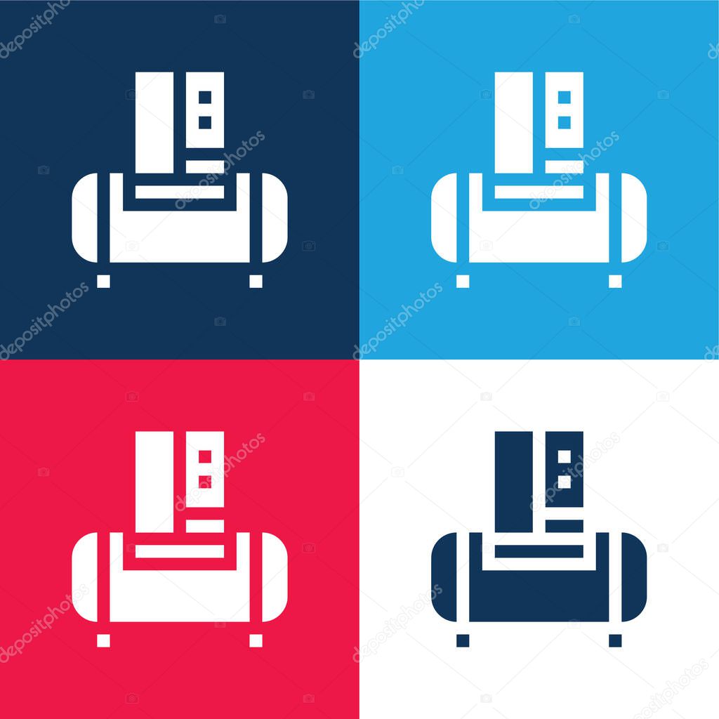 Air Compressor blue and red four color minimal icon set