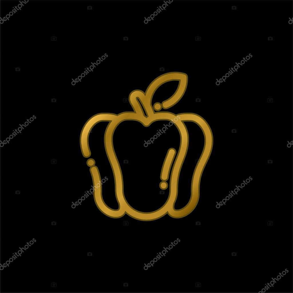 Bell Pepper gold plated metalic icon or logo vector