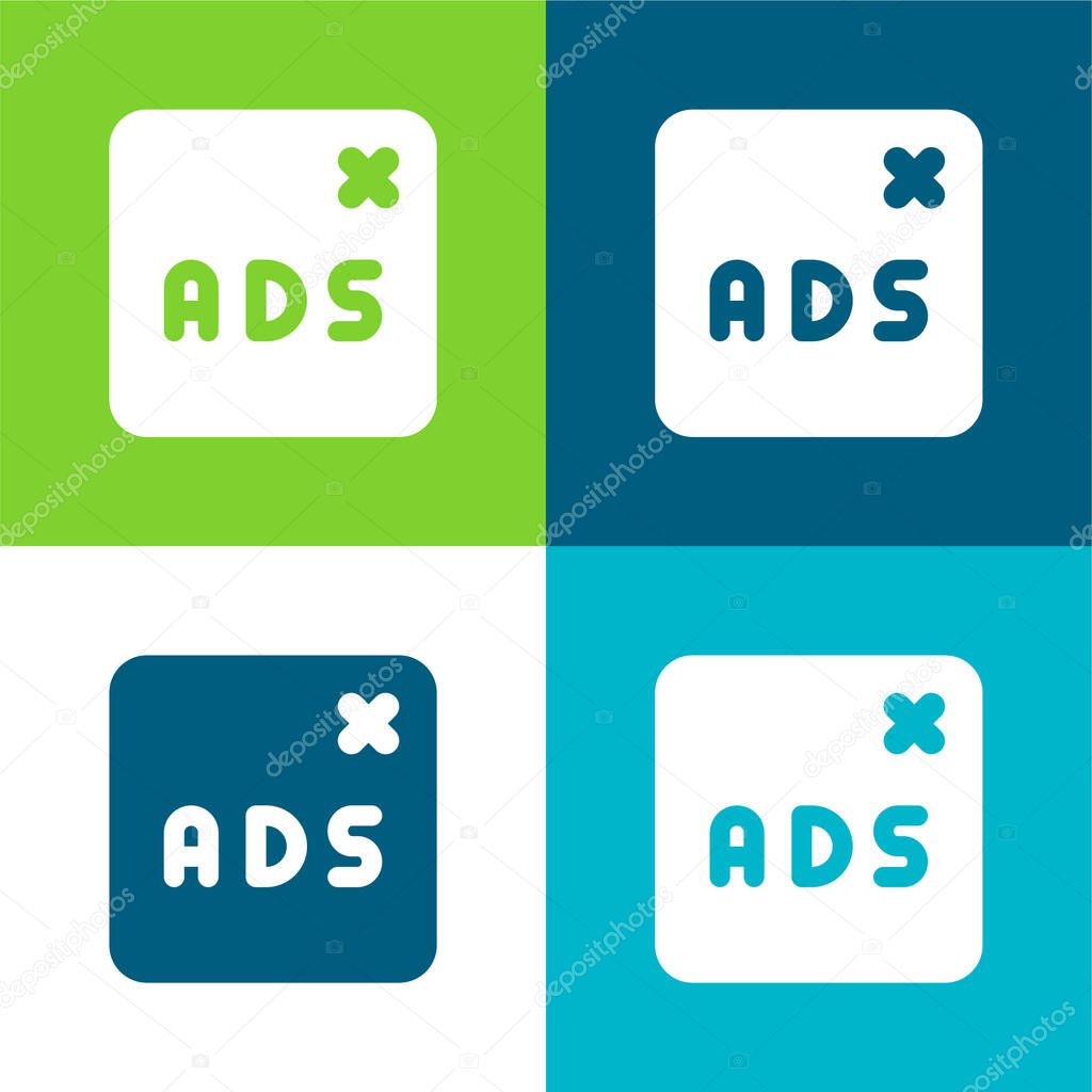 Blocked Flat four color minimal icon set