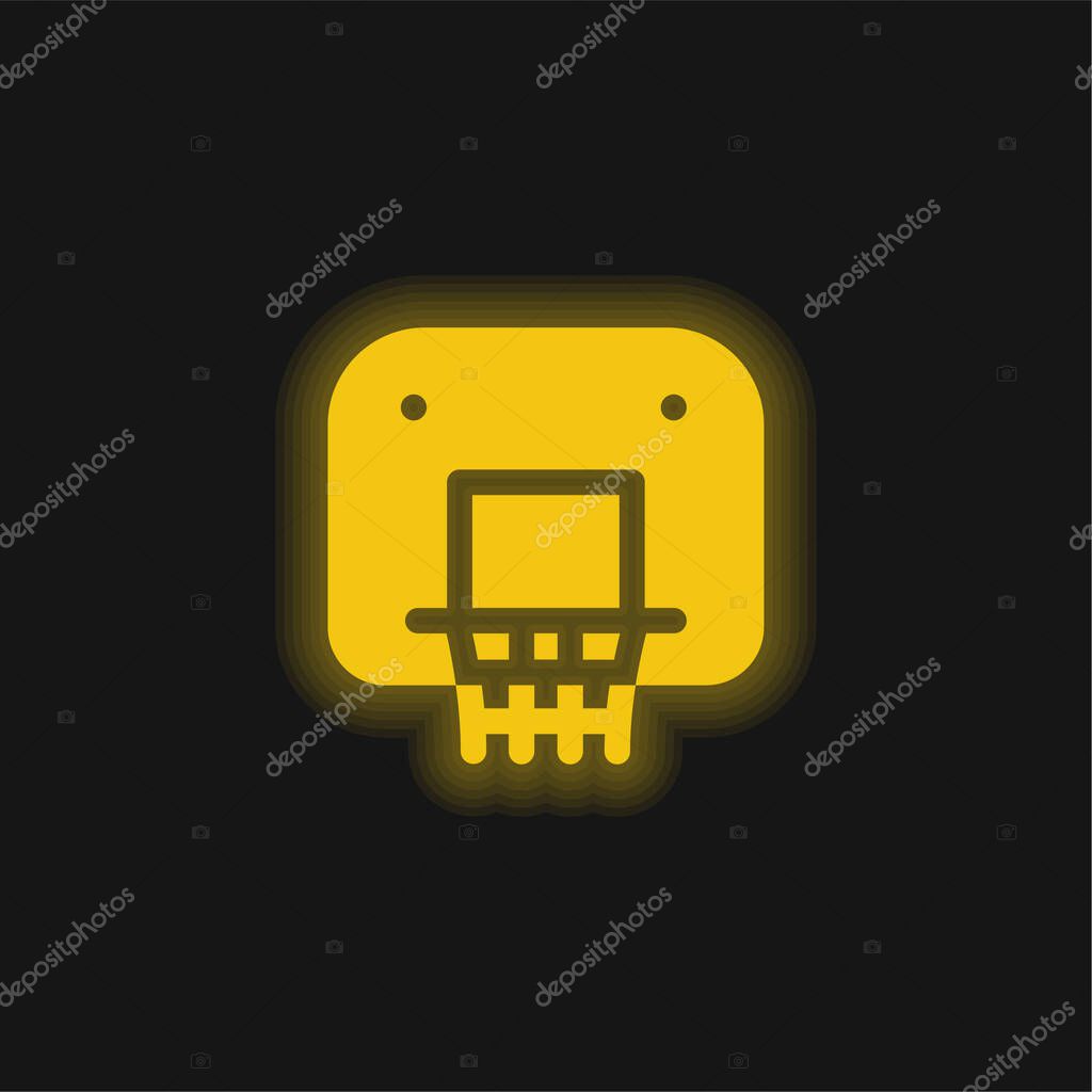 Backboard yellow glowing neon icon