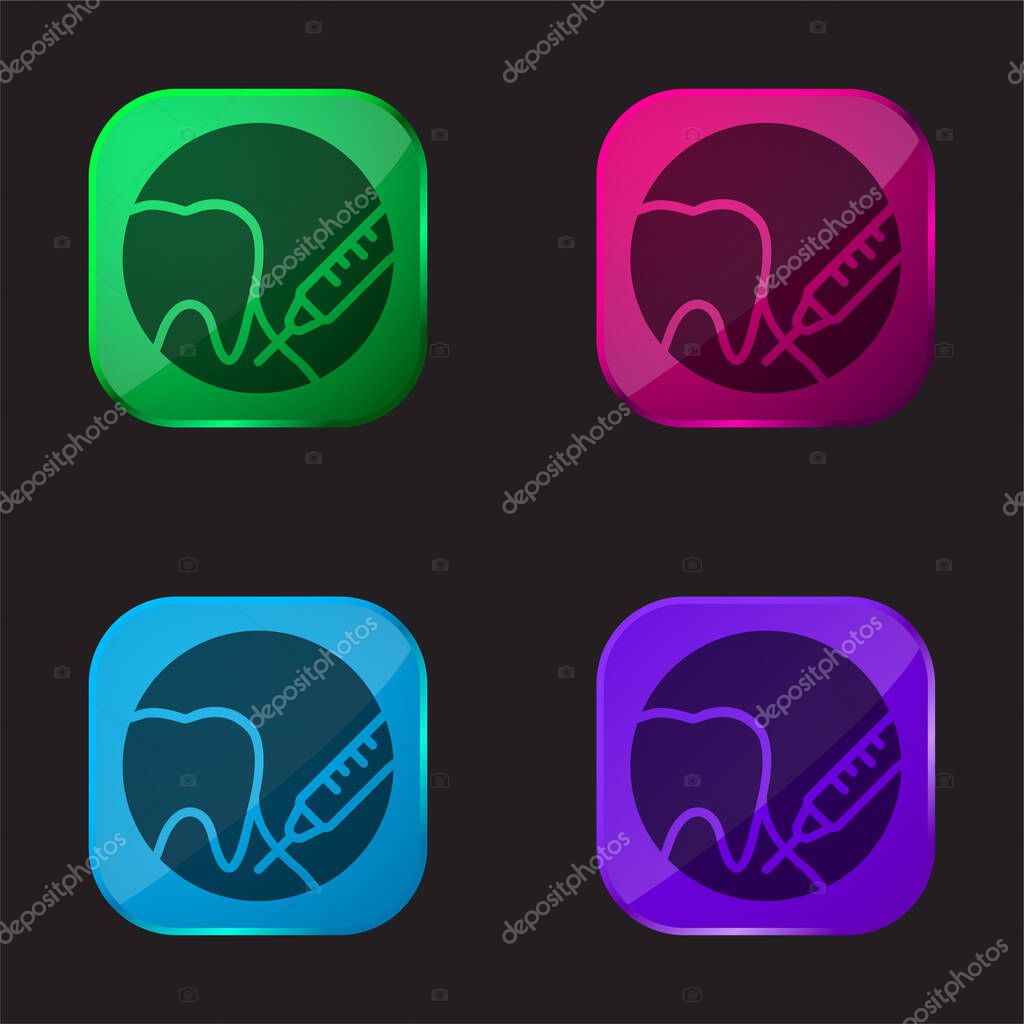 Anesthesia four color glass button icon