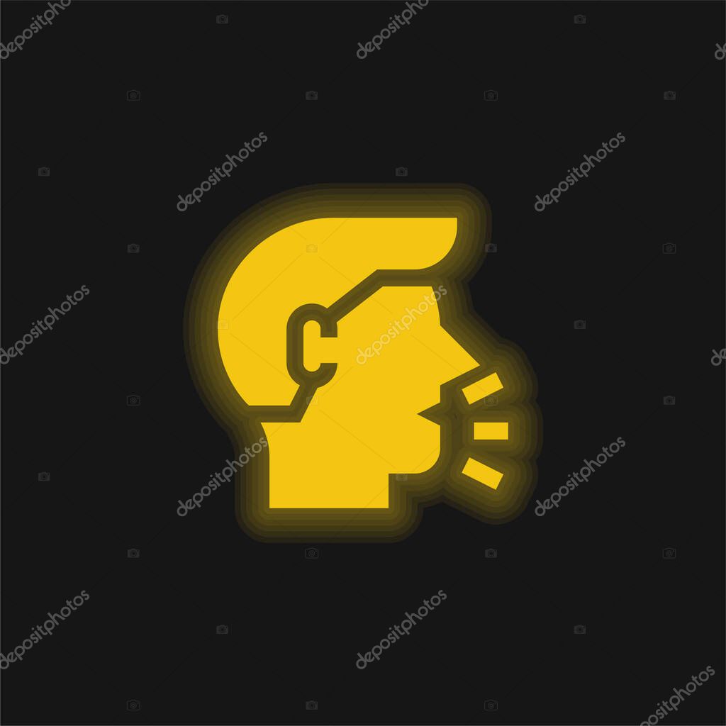 Breathable yellow glowing neon icon