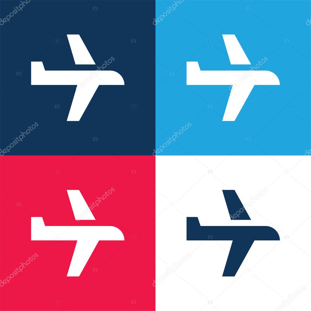 Airplane blue and red four color minimal icon set