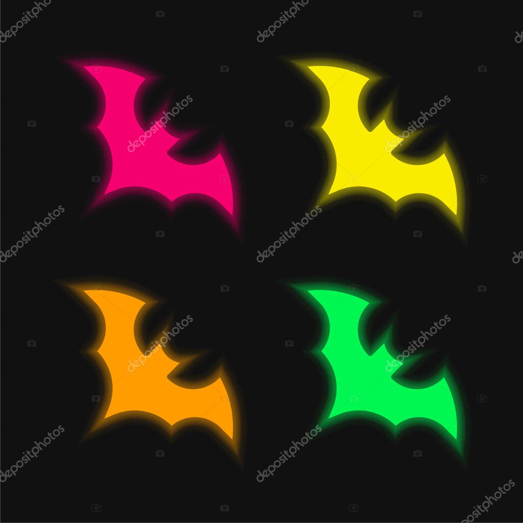 Bat four color glowing neon vector icon