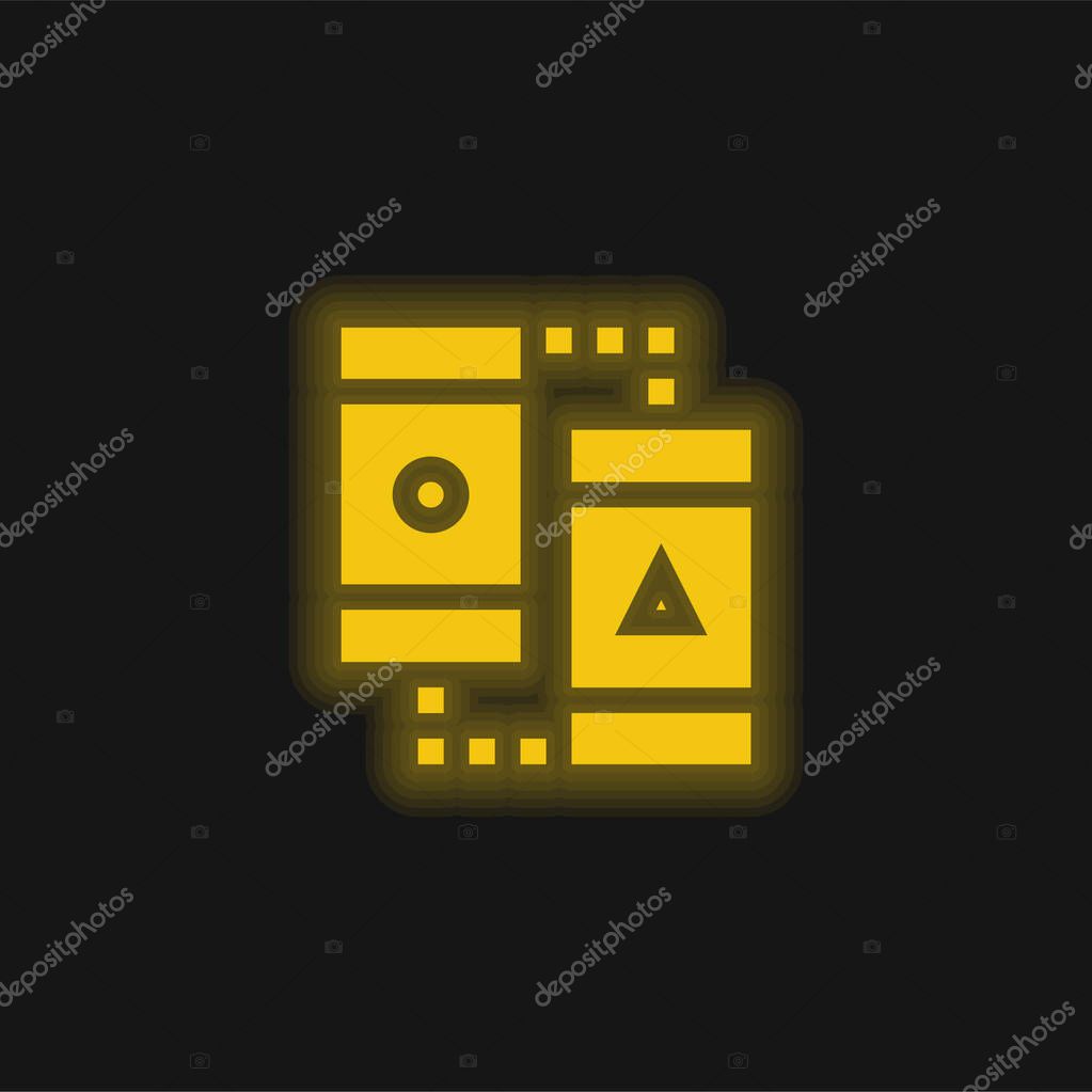 Ab Testing yellow glowing neon icon