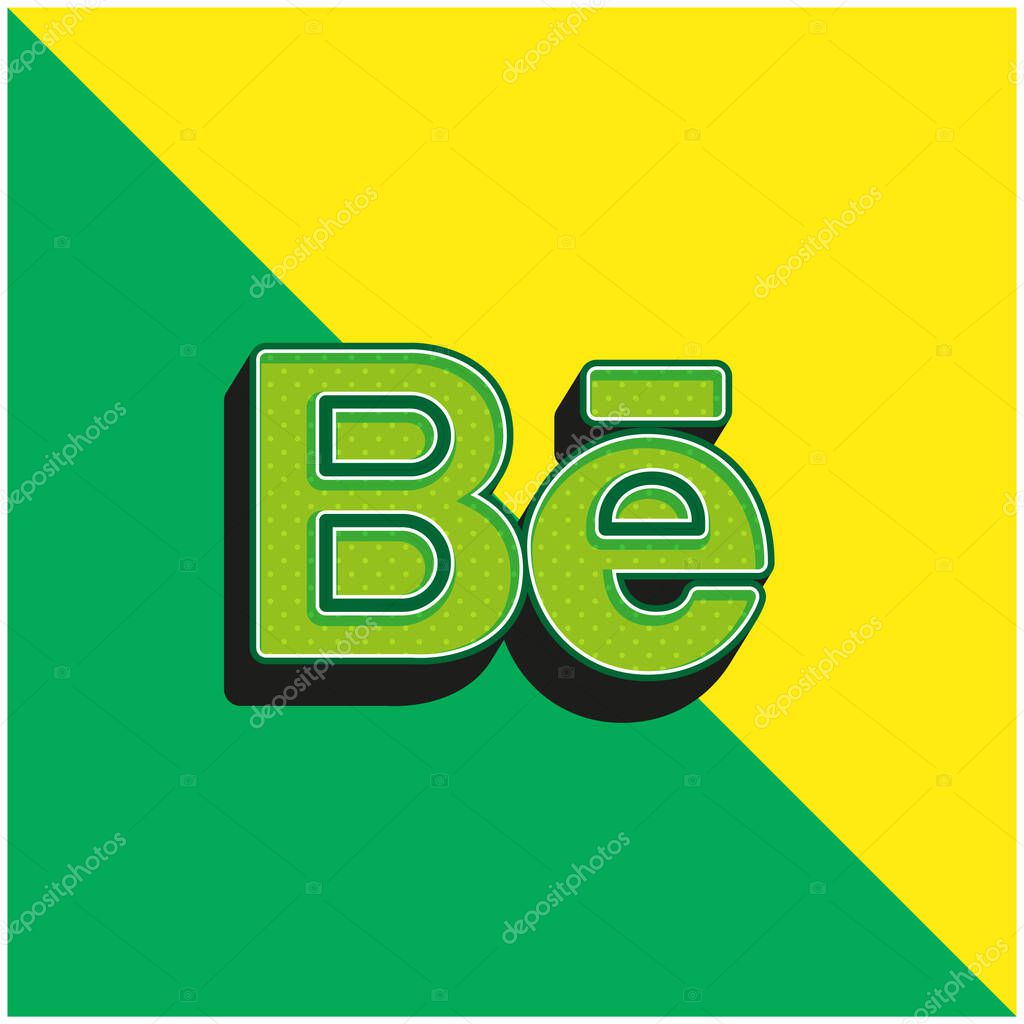 Behance Green and yellow modern 3d vector icon logo