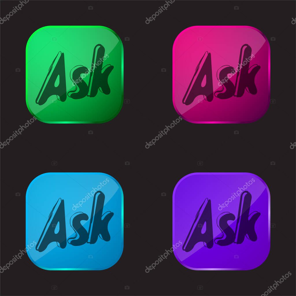 Ask Website Logo Sketch Variant four color glass button icon