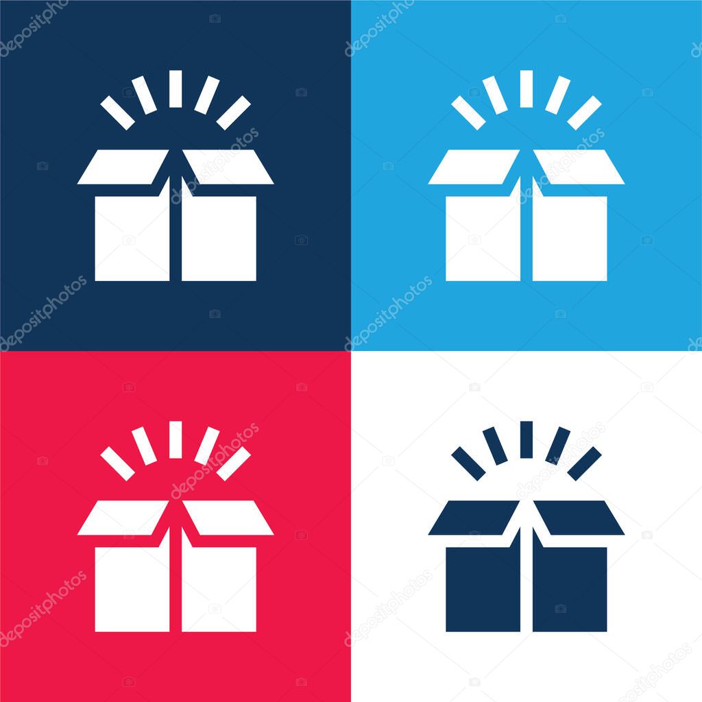 Box blue and red four color minimal icon set