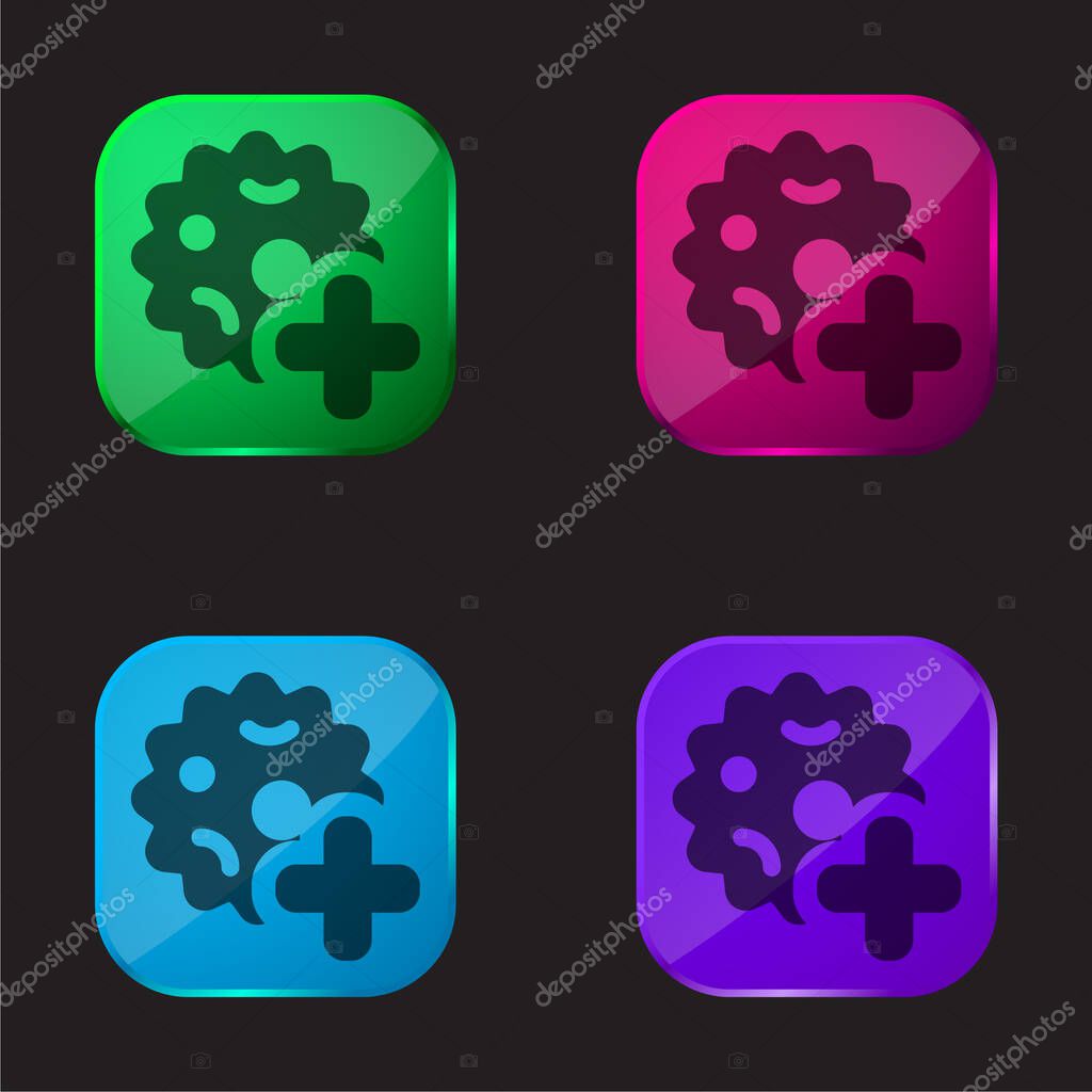 Bacteria four color glass button icon