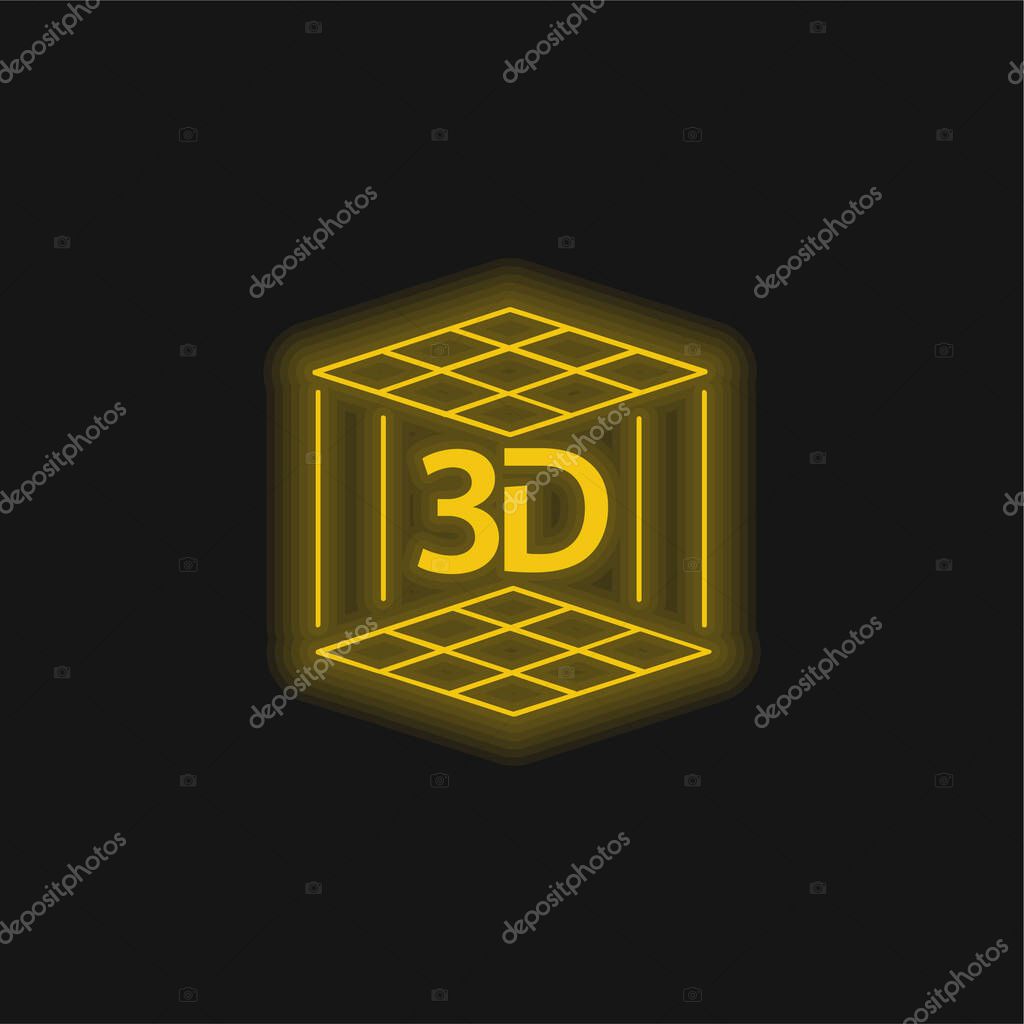 3d Printer yellow glowing neon icon
