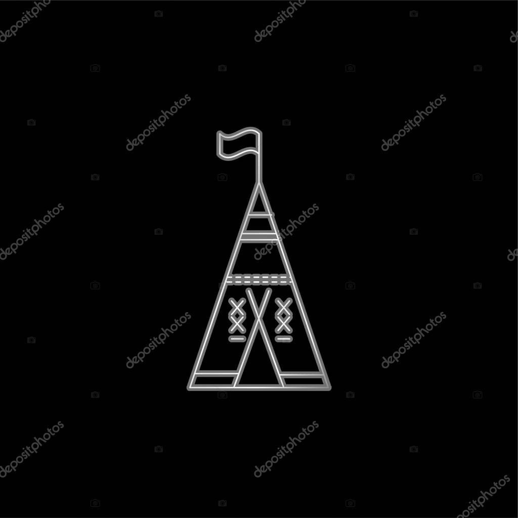 African Tribal Tent With Flag silver plated metallic icon