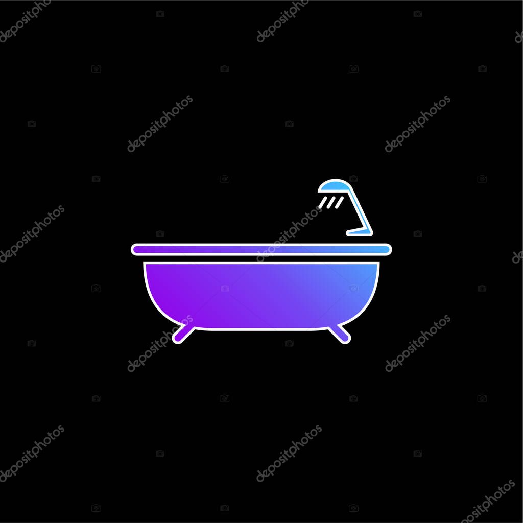 Bath Tub With Shower blue gradient vector icon