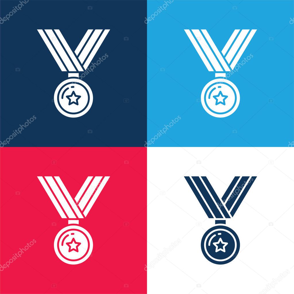 Award blue and red four color minimal icon set