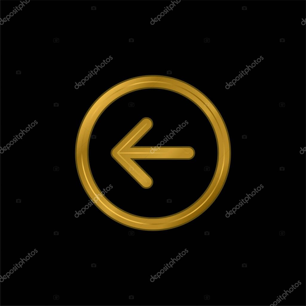 Back Button gold plated metalic icon or logo vector
