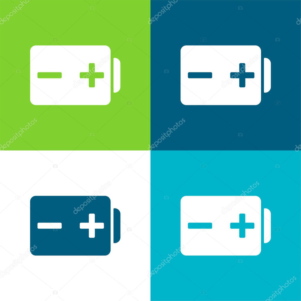 Batería con postes positivos y negativos muestra conjunto de iconos