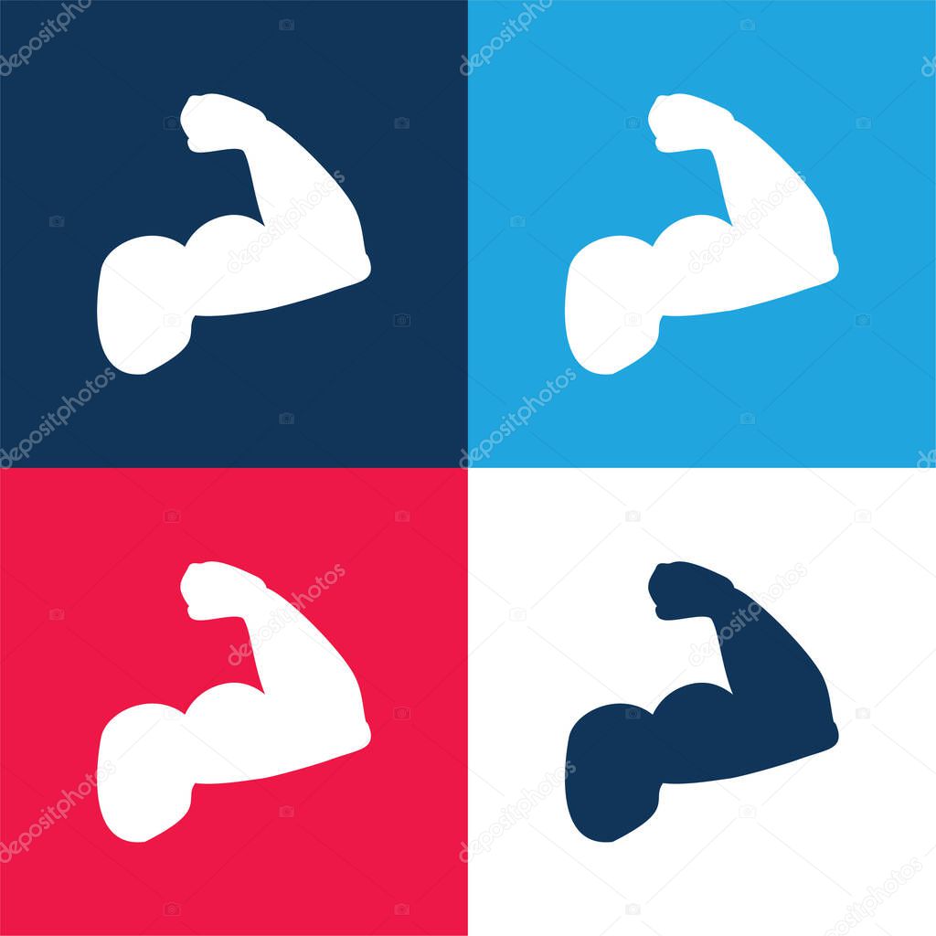 Biceps Of A Man blue and red four color minimal icon set
