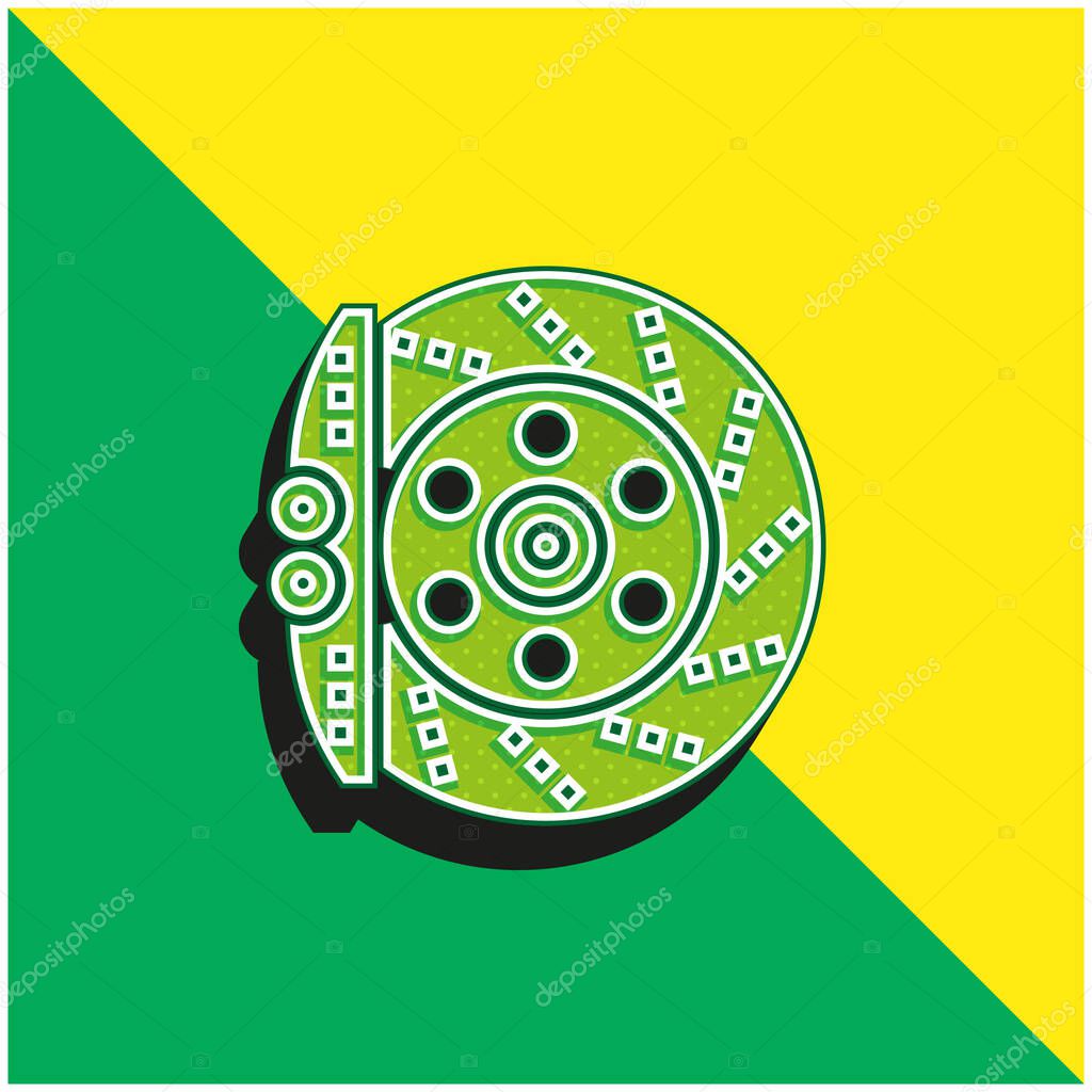 Brake Green and yellow modern 3d vector icon logo