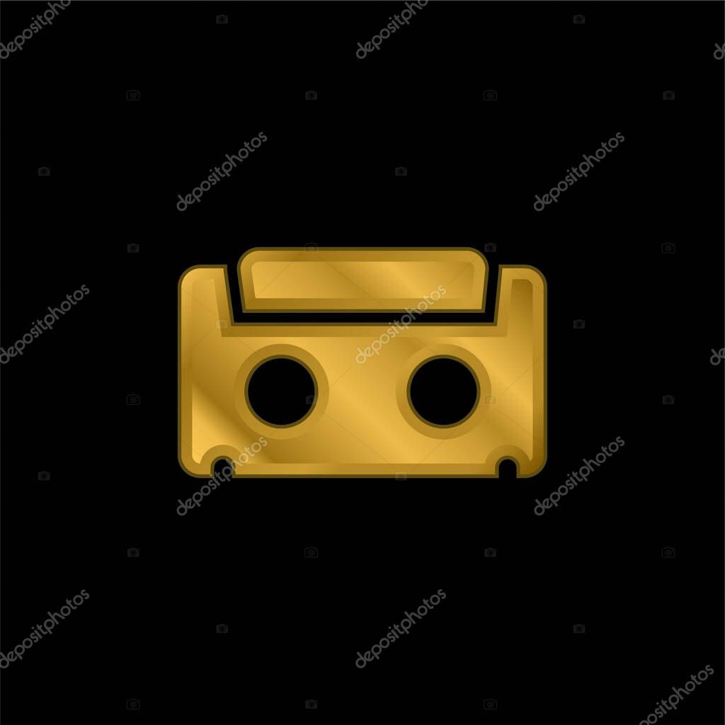 Audiotape gold plated metalic icon or logo vector
