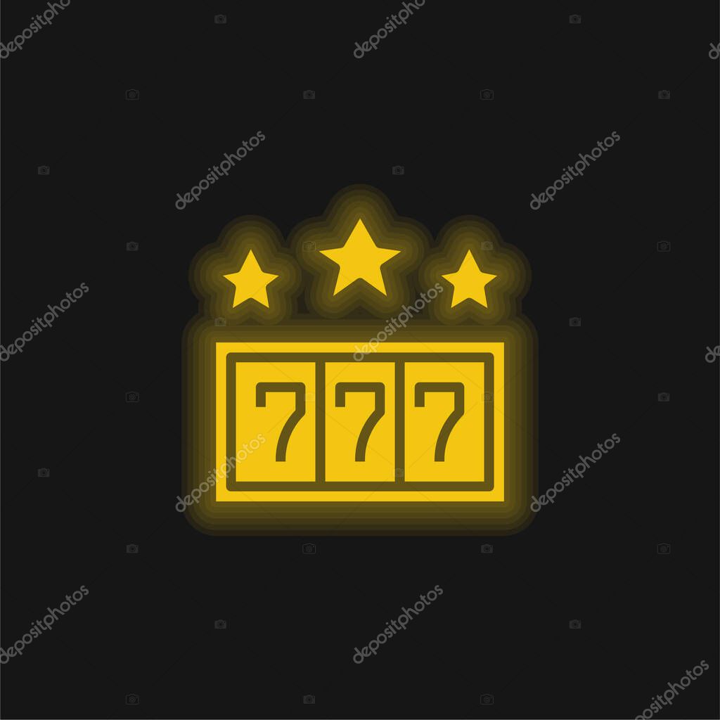 777 yellow glowing neon icon