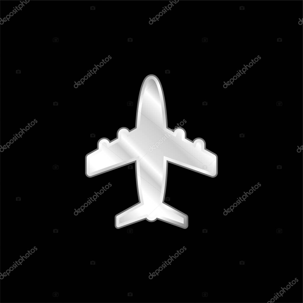 Airliner silver plated metallic icon
