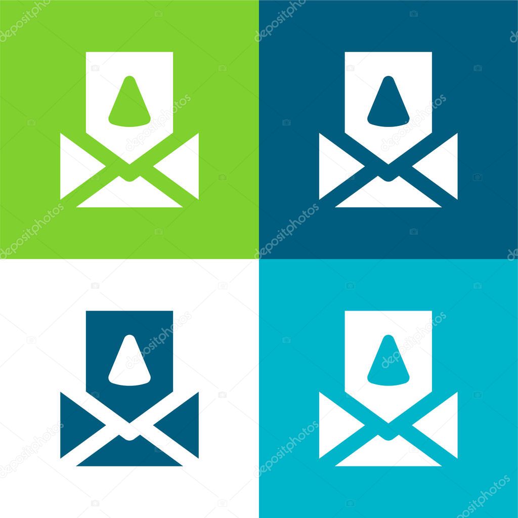 Birthday Card Flat four color minimal icon set