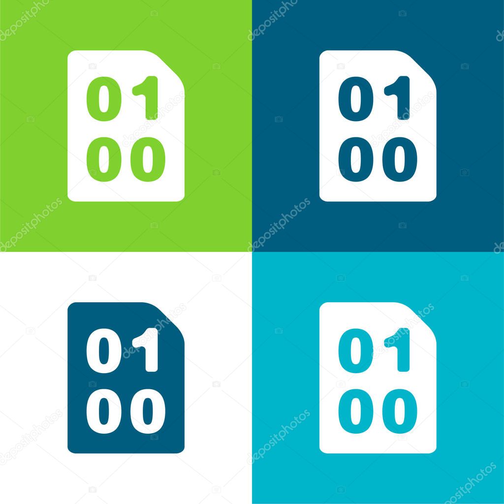 Binary Code With Zeros And One Flat four color minimal icon set